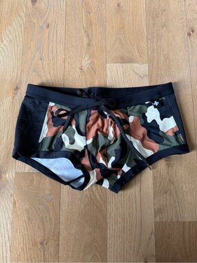 ANDREW CHRISTIAN Men’s Camouflage Swim Square Trunk